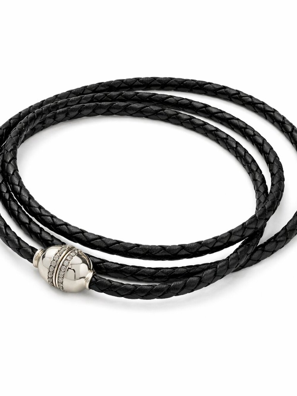 Silpada Black Braided Leather Wrap Bracelet or Necklace with Silver Accent